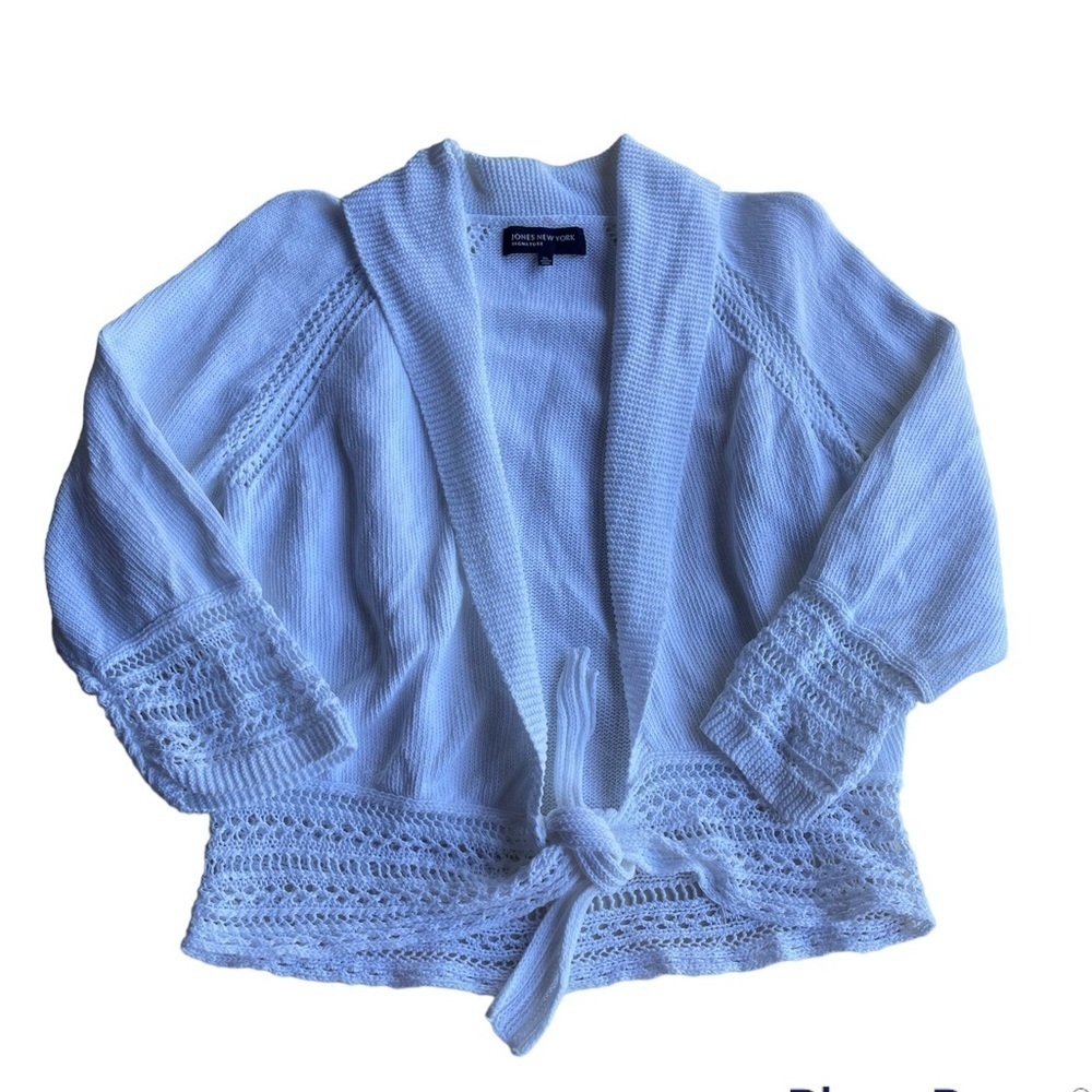 Jones New York White Linen Blend Knitted Wrap Top US XL